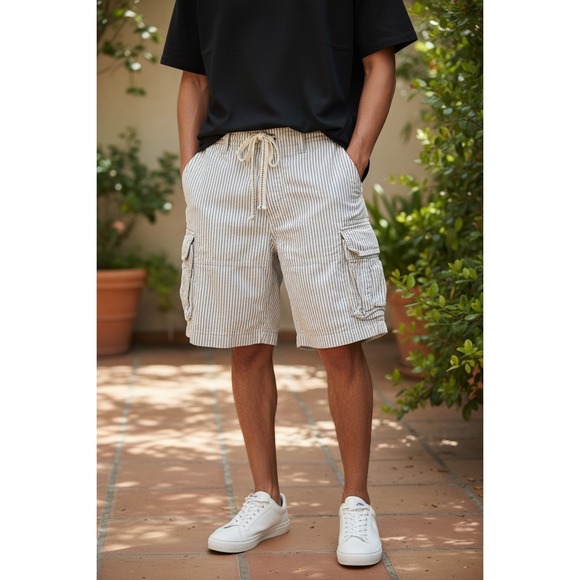 Abercrombie & Fitch Other - Vtg Abercrombie & Fitch Y2K Hickory Stripe Cargo Shorts Size 28 Coastal Prep